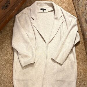 Quince Light Tan Open Front sweater blazer